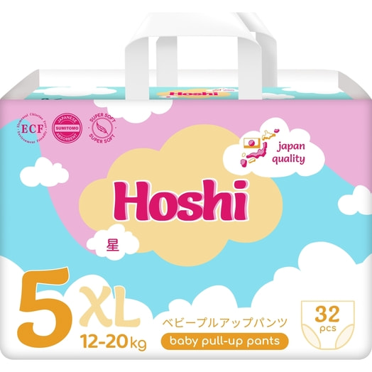 Детские подгузники-трусики XL(5) x-large, 32шт FUJIAN LIAO PAPER Co. Ltd. Китай HOSHI