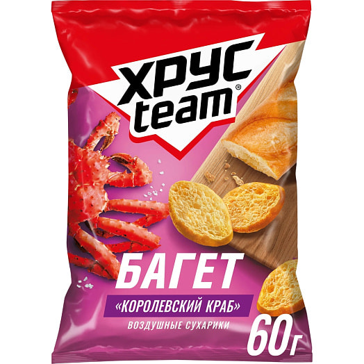 Сухарики Xpysteam Багет 60г королевский краб Россия