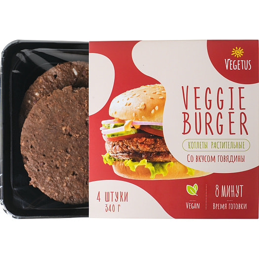 П/ф растит Vegetus Бургер зам 340г ООО ЕТЕК Продакшн Беларусь