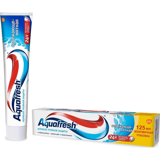 Паста зубная Aquafresh 125мл Освежающе-Мятная (Fresh and Minty) GlaxoSmithKline Великобритания