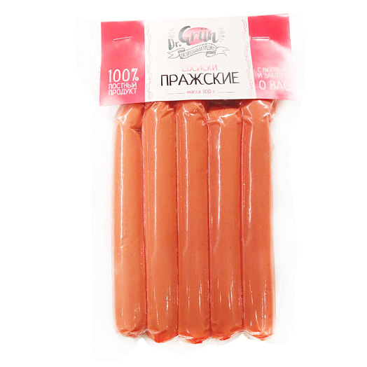 Продукт растительный Сосиски Пражские 300г флоу-пак ООО Гринбро Россия Dr. Grun