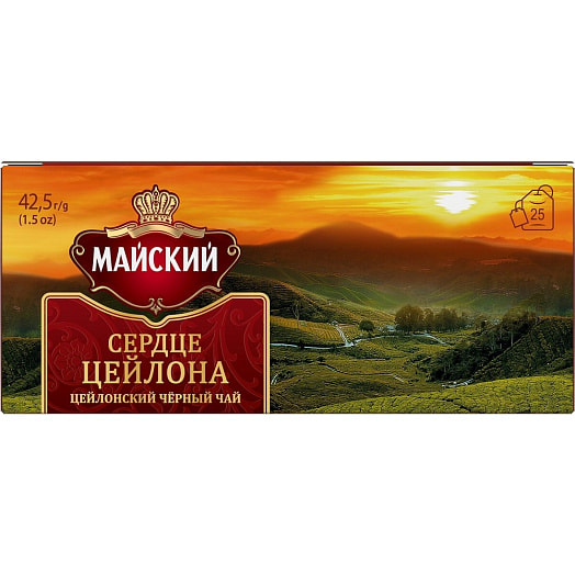 Чай Майский Сердце Цейлона 43г черный 25пак Компания Май Россия