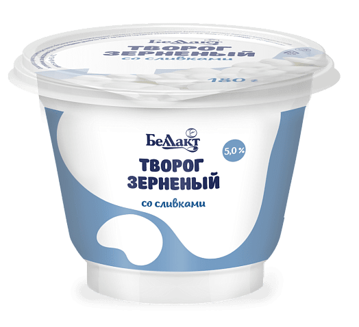 Творог Творог зерновой 5% 180г п/ст со сливками Беллакт Беларусь