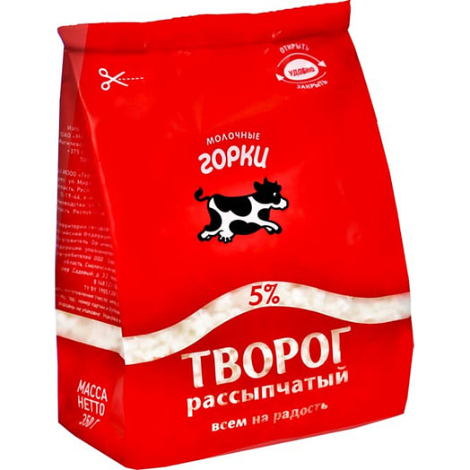 Творог Молочные горки 5% 350г пакет рассыпчатый Беларусь