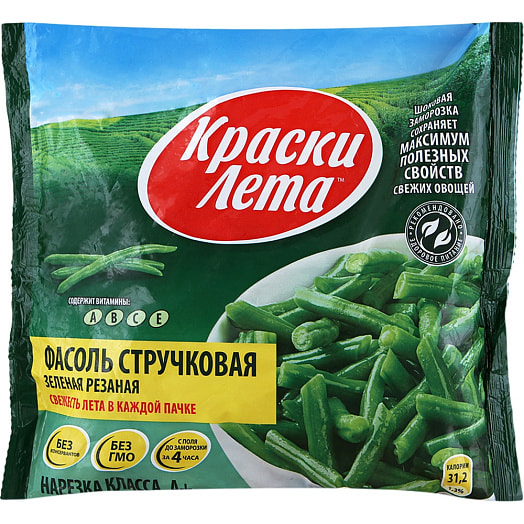Фасоль зеленая стручковая резаная быстрозам. 400г Россия