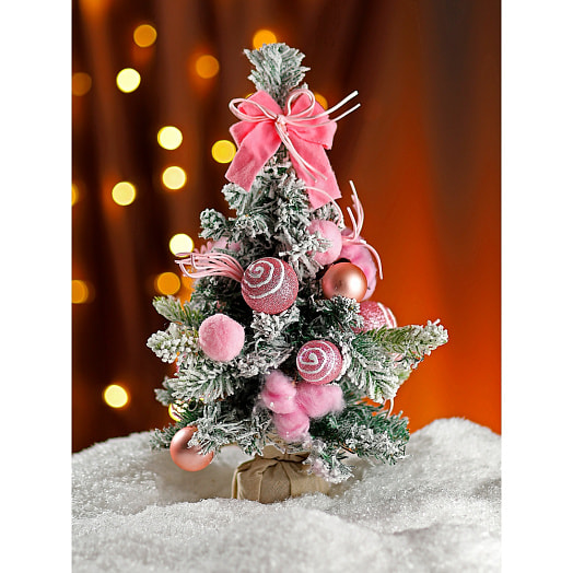 Елка декоративная Зимняя красавица (30см, розовая, S) арт.НУ-9031 Китай