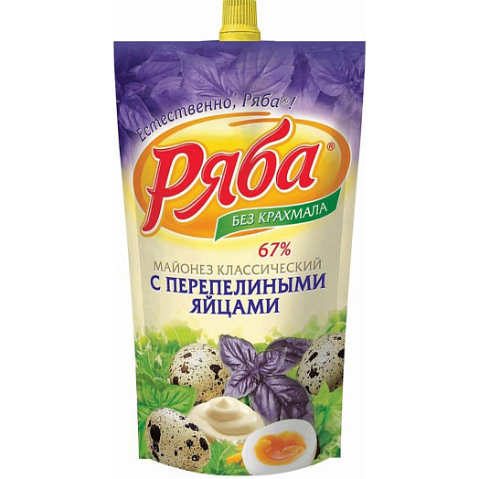 Майонез Ряба Классический с перепелиными яйцами 67% 350г АО НМЖК Россия Ряба