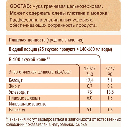 Каша Гречневая 200г безмолочная ЗАО Инфаприм Россия