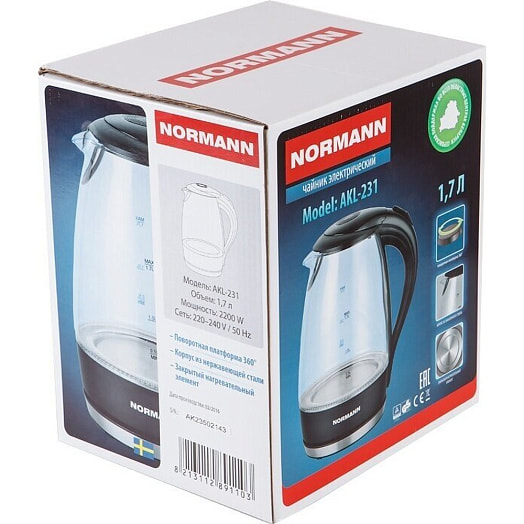Чайник электрический NORMANN арт.AKL-231 SKIPFIRE LIMITED Китай