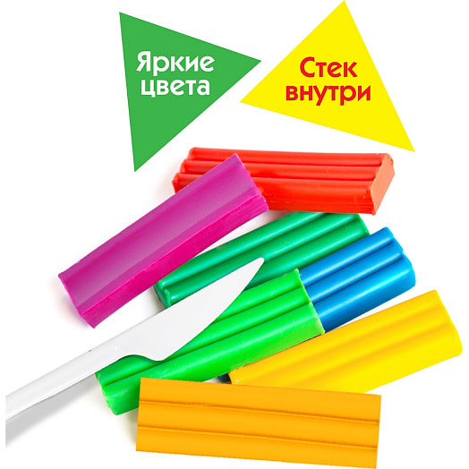 Пластилин классический Пифагор 12 цветов со стеком арт.106505 Россия