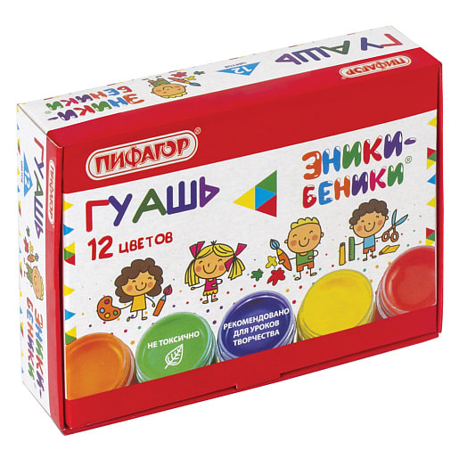 Гуашь Пифагор (12 цветов*10мл, без кисти) арт.191330 Россия