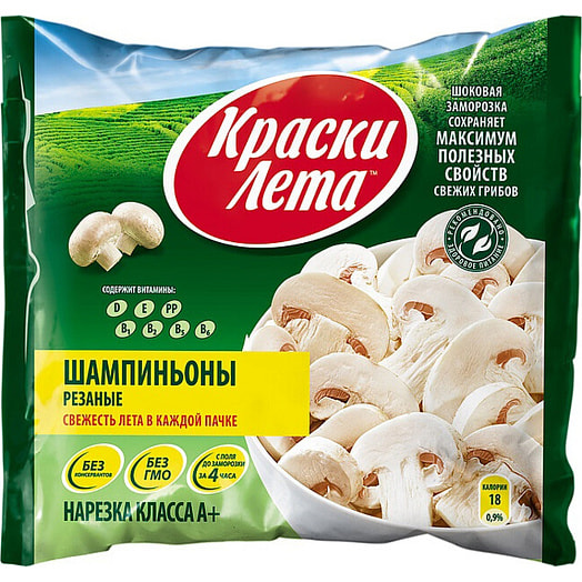 Шампиньоны резаные быстрозам. 400г Русская овощная компания Россия