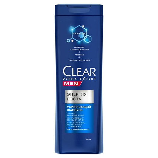 Шампунь CLEAR укрепляющий для мужчин 380мл энергия роста Unilever Россия CLEAR