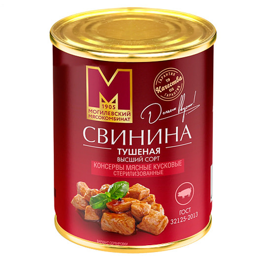 Консервы мясные Свинина тушеная (ГОСТ) в/с 338г ж/б ОАО Могилевский мясокомбинат Беларусь