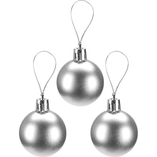 Набор ёлочных шаров Новогоднее настроение (4см, 25шт, серебро/синий (морозный узор) арт.НУ-3437 Китай