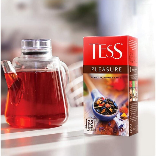 Чай Tess Pleasure черный 37.5г шиповник-яблоко (25пак*1.5г) Орими Россия