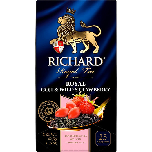 Чай Richard Royal Goji Wild Strawberry 40г карт/уп. черный байх. с гибискусом,  землян. и ар.ягод гожи Компания Май Россия Компания Май