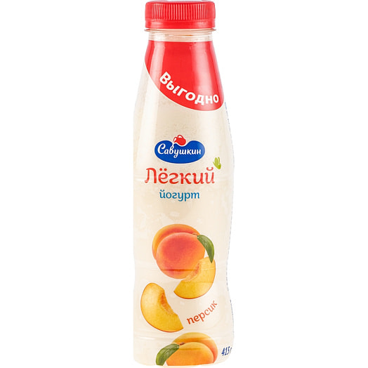 Йогурт Лёгкий Персик 1% 415г Савушкин продукт Беларусь Легкий