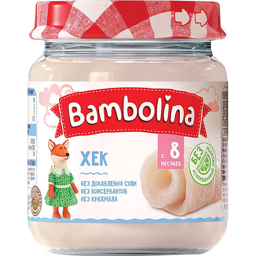 Пюре для дет/пит Бамболина Хек (Гамма Вкуса) 100г ст/б СООО Оазис Груп Беларусь