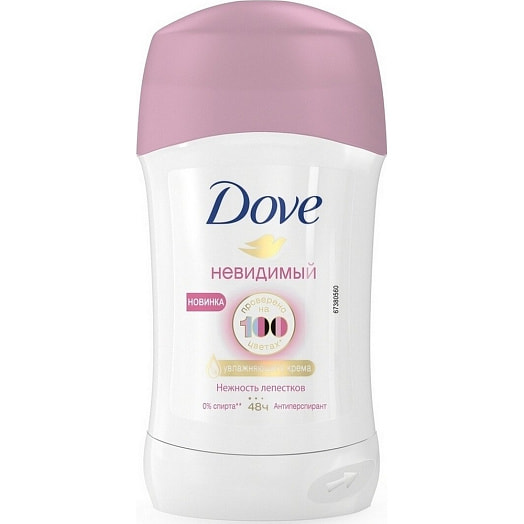 Дезодорант-антиперспирант DOVE 40мл невидимый нежность лепестков Россия