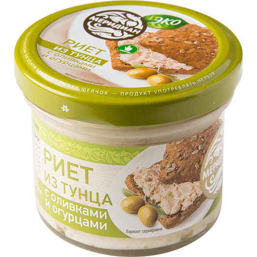 Риет (паштет) из тунца с оливками и огурцами 180г ст/б Меридиан АО Россия