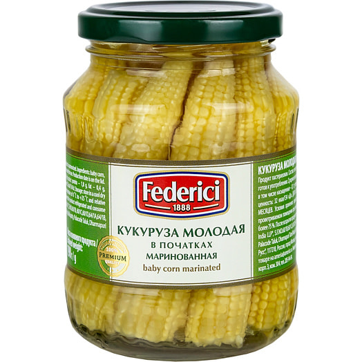 Кукуруза маринованная 340г ст/б молодая в початках Good Grop India LLP Индия