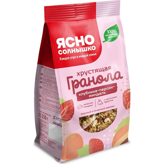Гранола с клубникой, персиком и миндалем 250г АО Петербургский МК Россия Ясно Солнышко