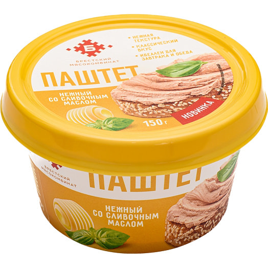 Паштет Нежный со сливочным маслом из мяса птицы 150г ПУП Брестские традиции Беларусь Брестские традиции