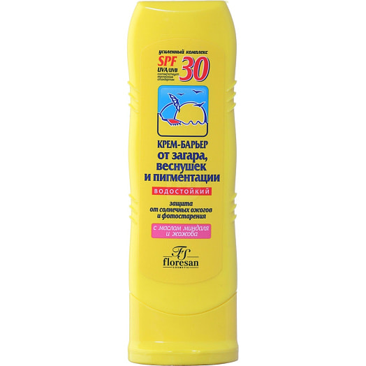 Крем-барьер от загара веснушек и пигментации SPF 30. Водостойкий 130г ООО Флоресан Россия Флоресан