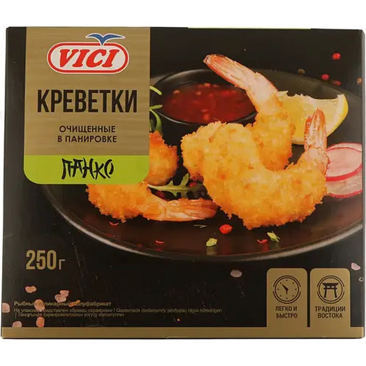 Креветки белоногие очищенные в панировке зам 250г Вичунай Русь Россия Vici