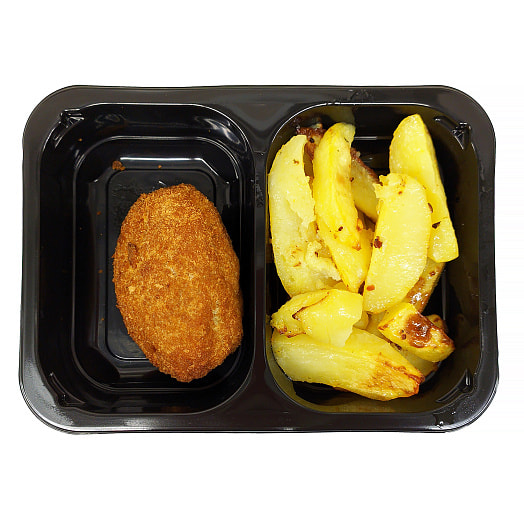 Картофельные дольки с чесноком и котлета Папараць-кветка охл. в газ. среде 250г Беларусь