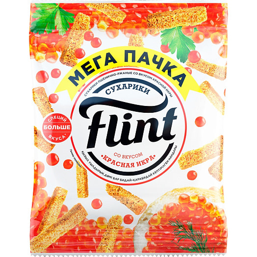 Сухарики пшенично-ржаные Flint Красная икра 100г Суперфуд ТОО Казахстан Flint