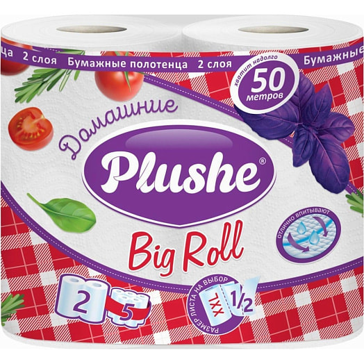 Полотенца бумажные Plushe Домашние 2сл. 25м.2рул ООО Кубань-Папир Россия Pluse