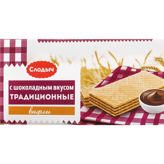Вафли Традиционные с шоколадным вкусом 100г Беларусь Слодыч