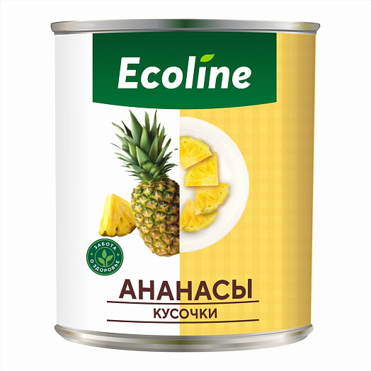 Ананасы кусочки Ecoline 565г ж/б в легком сиропе ОДО ЭколайнГрупп Вьетнам