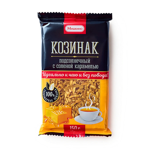 Козинак подсолнечный Семейный 150г ПЭТ с соленой каркмелью ООО СТЕПЬ-Инвестиции Россия Мишкино счастье
