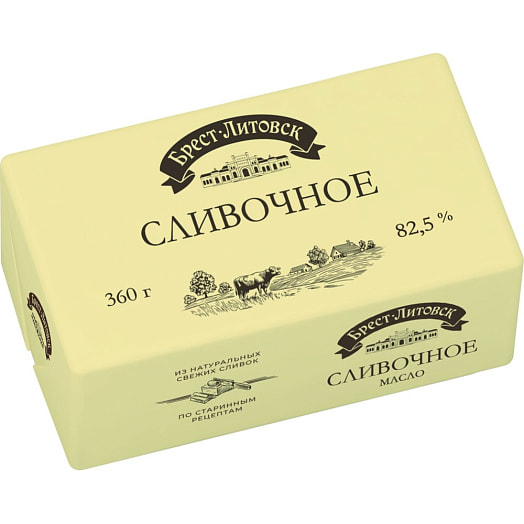 Масло сл/слив несоленое Брест-Литовск Сливочное 82.5% 360г ОАО Савушкин продукт Беларусь