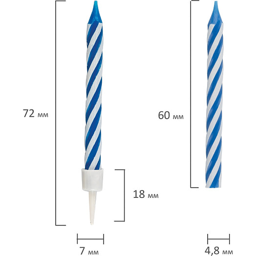 Набор свечей для торта Золотая сказка (12шт, 6см, с держателями) арт.591446 Китай