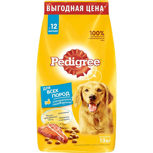 Сухой корм Pedigree Говядина для взрослых собак всех пород 13кг Mars Россия Mars
