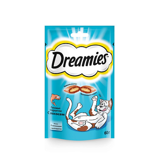 Лакомство 60г для взрослых кошек с лососем Россия Dreamies CT
