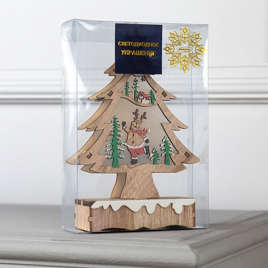 Фигура дерев Елочка с оленем (20х12х5см, 6LED, т/белый) арт.6117382 Иу Йоуда Импорт энд Экспорт Ко., ЛТД Китай Luazon Lighting