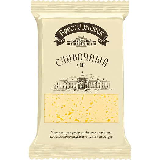 Сыр п/тв Брест-Литовск Сливочный 50% 200г фас./нарезка-брусок Беларусь Брест-Литовск