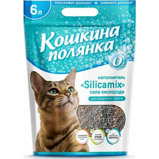 Наполнитель Silicamix сила кислорода для кошачьего туалета впитывающий 6 л арт.428 ООО Трибьют Беларусь Кошкина полянка