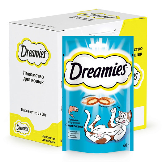 Лакомство 60г для взрослых кошек с лососем Россия Dreamies CT