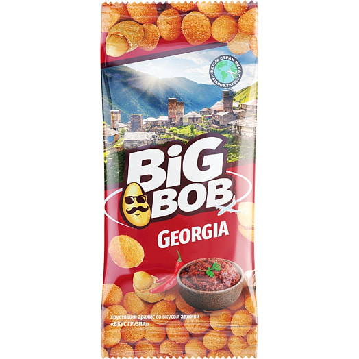 Арахис хрустящий Big Bob Аджика Вкус Грузии 50г Суперфуд ТОО Казахстан Snack Distribution