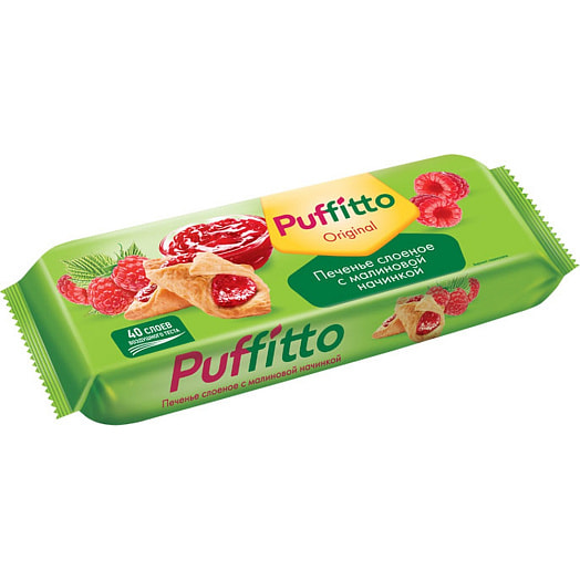 Печенье слоеное Puffitto с малиновой начинкой 125г Россия Яшкино