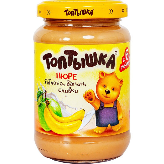 Пюре яблочно-банановое со сливками 190мл ст/б д/п Беларусь