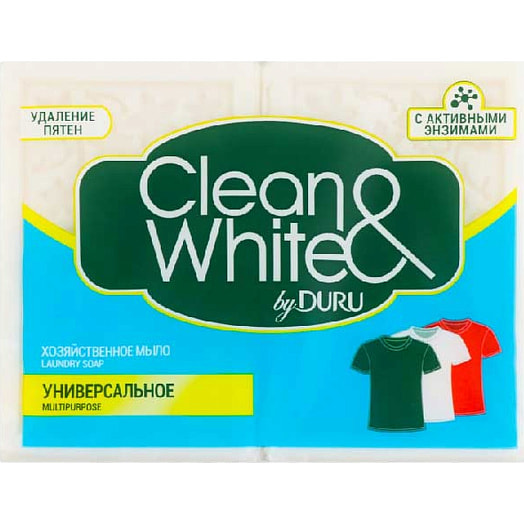 Мыло хозяйственное CleanWhite by DURU 240г универсальное 120гх2 Evyap Малайзия CleanWhite