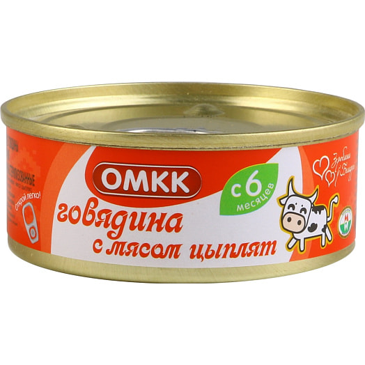 Консервы мясные Говядина с мясом цыплят 100г для детского питания Оршанский м/к Беларусь