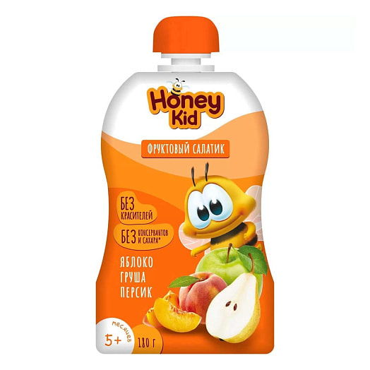 Пюре Honey Kid Фруктовый салатик 180г пауч для дет/пит Беларусь